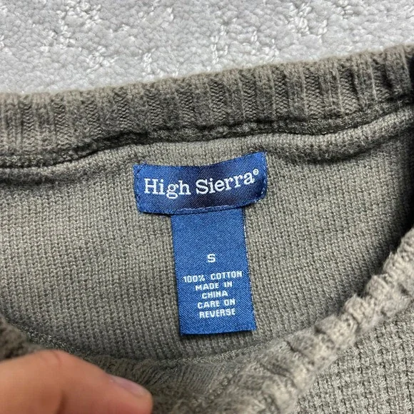 High Sierra Henley Shirt Mens Small Olive Green Waffle Knit Longsleeve Cotton - Picture 4 of 13